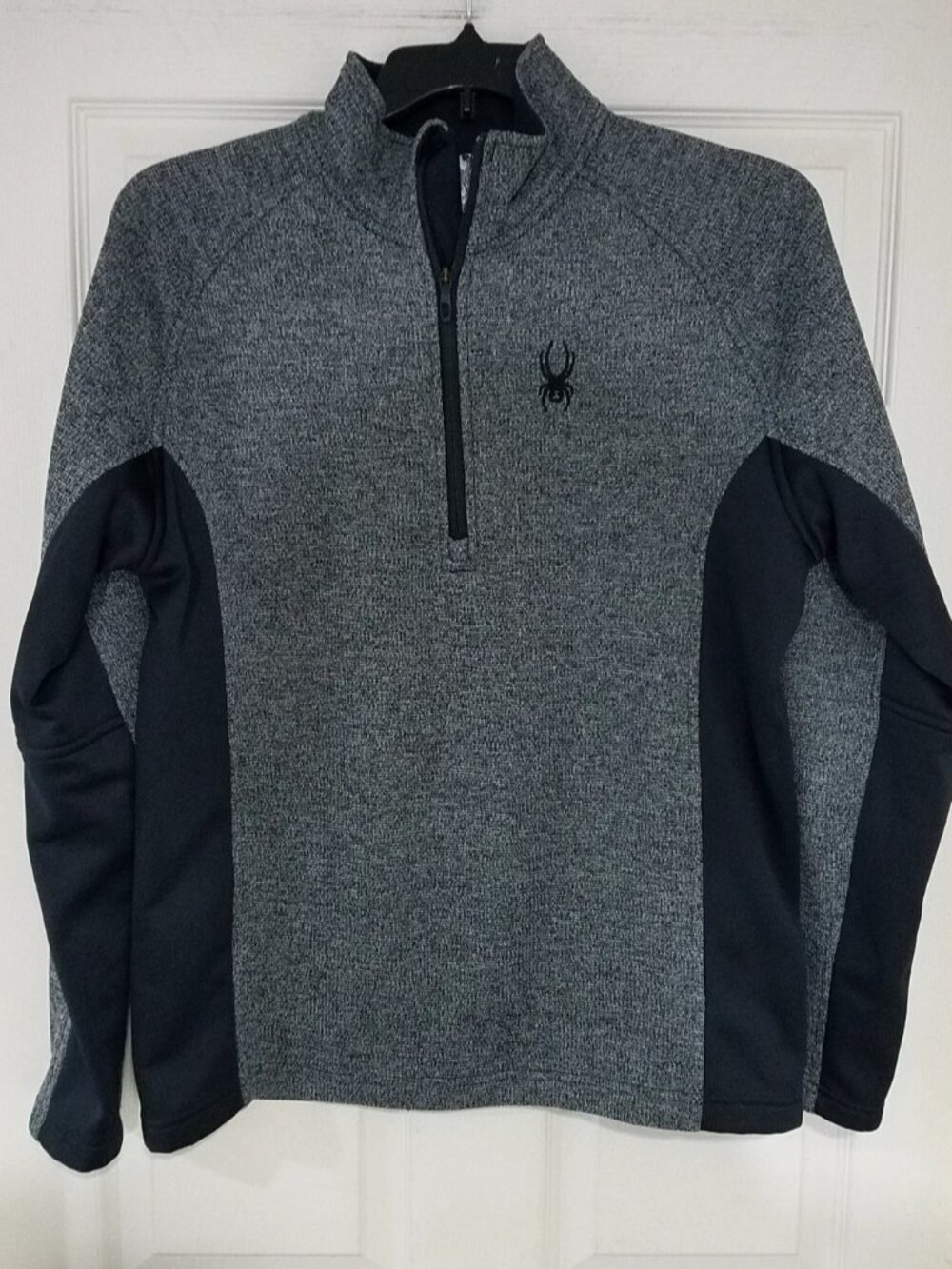 Spyder Quarter Zip Pullover Fleece Jacket Mens Large Gray/Black  199307